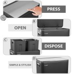 Kitchen Waste Recycling Press-Activated Trash Can, 60L, Double Compartment Trash Bin - Black